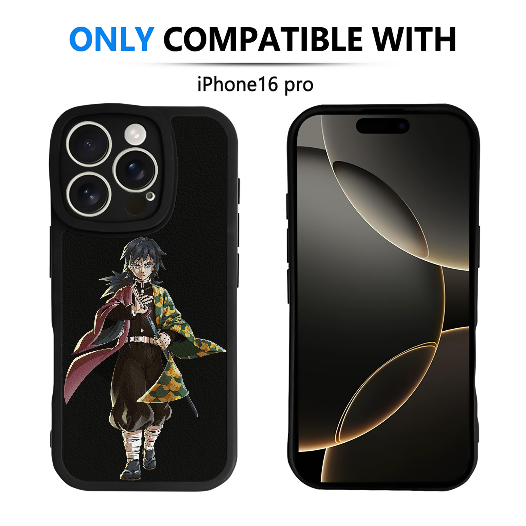 （画像用） 鬼滅の刃（きめつのやいば）水柱-冨岡 義勇／とみおか ぎゆう Tomioka Giyuu 【iPhone 16シリーズ対応】シリコンスマホケース（レザー調） 材質：シリコン
